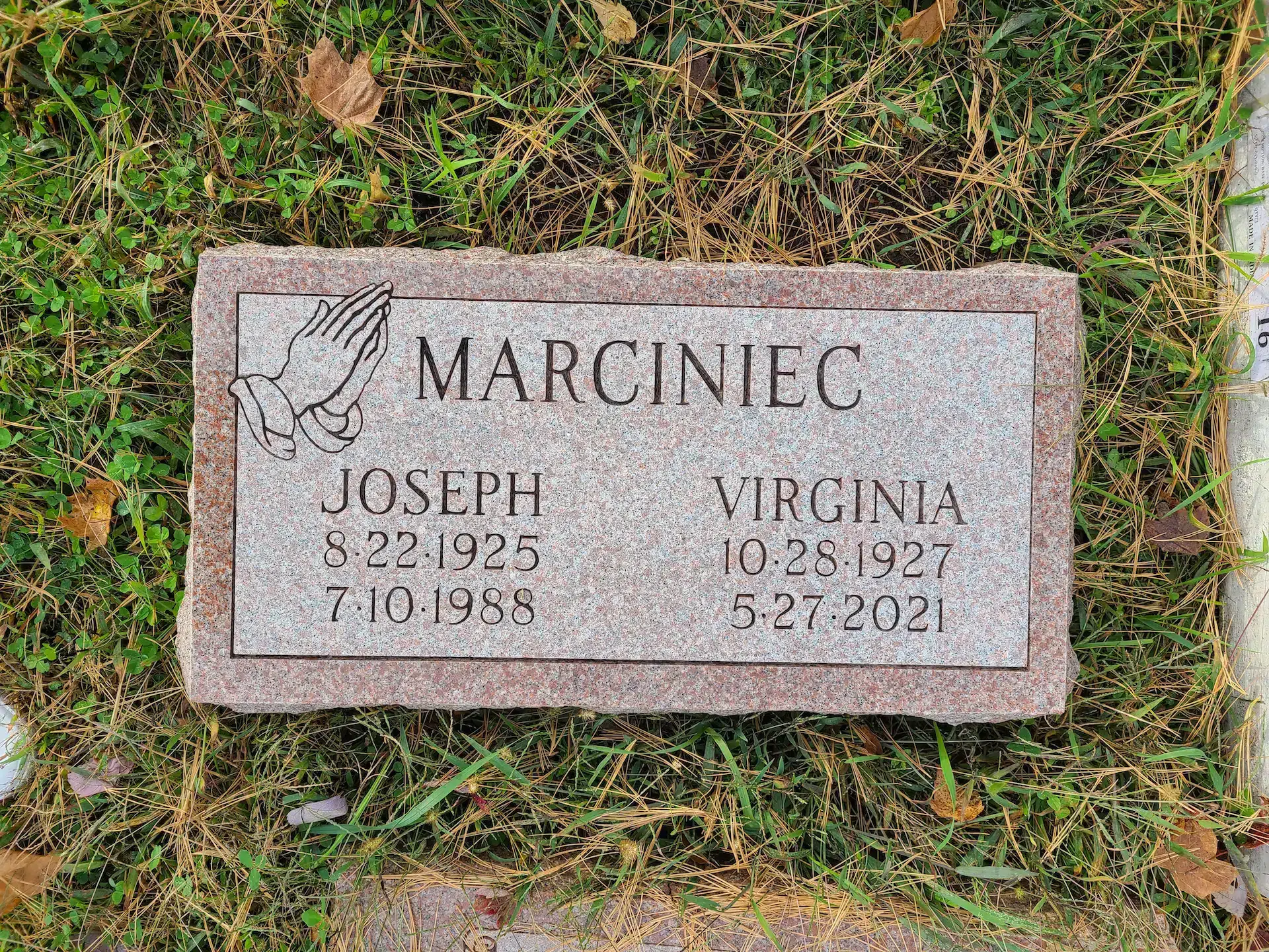 Granite Grave Marker hand-carved by Slant Marker Shop in NJ — image 2